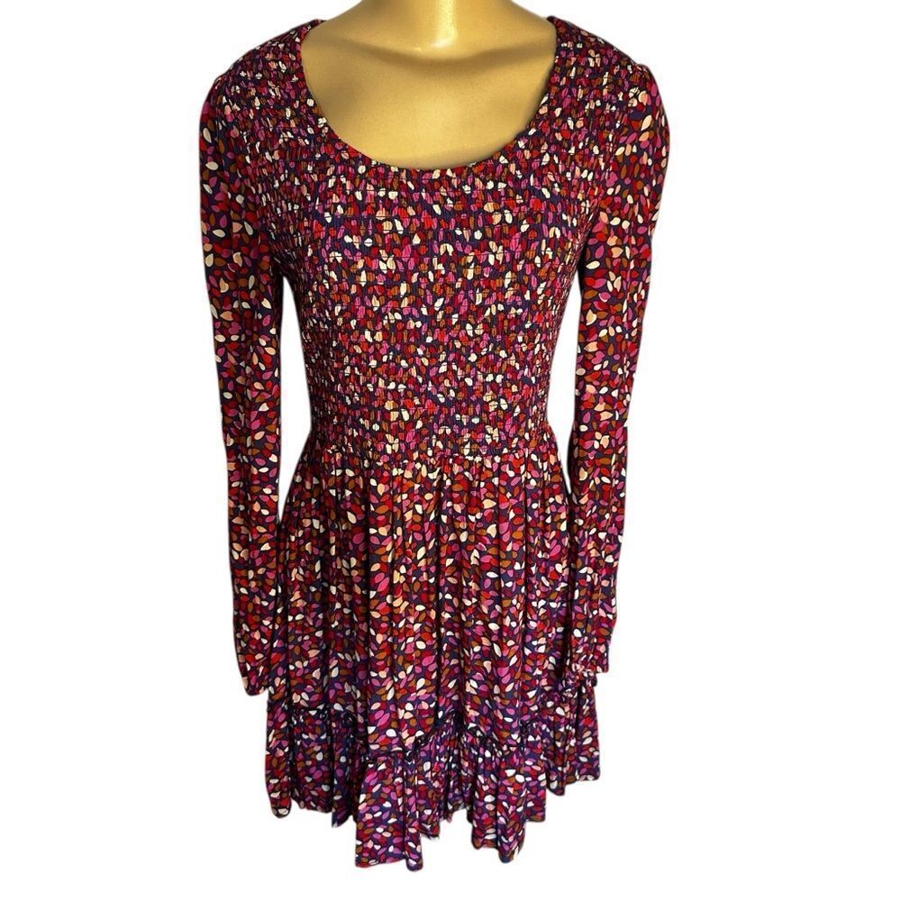 MISTER ZIMI printed long sleeve smocked viscose dress size 2